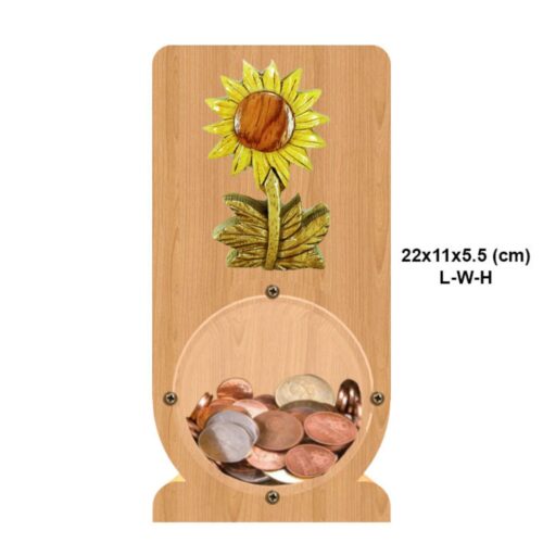 intarsia wooden piggy bank "sunflower" 2