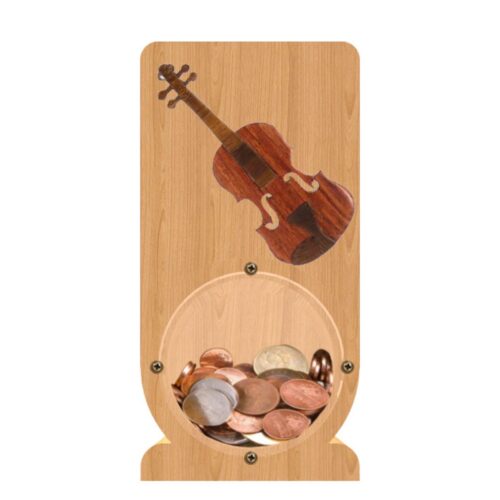 intarsia wooden piggy bank "the violin"