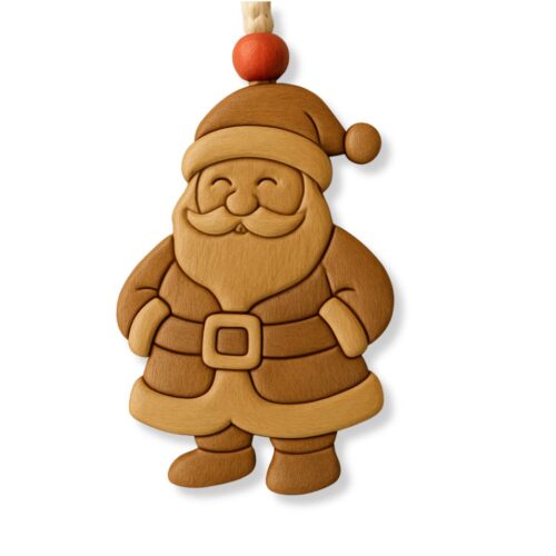christmas intarsia wooden ornament "merry st nick"
