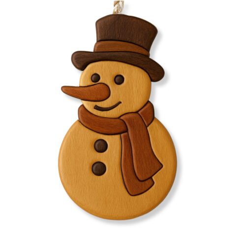 intarsia christmas wooden ornament "jolly frosty"