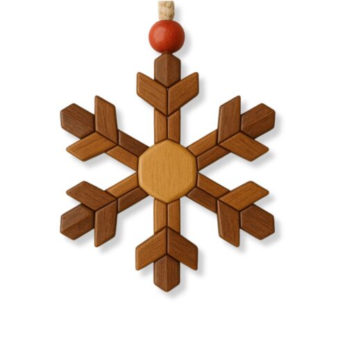 wooden intarsia ornament for christmas "Frostbeam Charm"