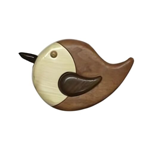 abstract bird intarsia wooden ornament