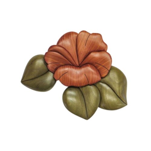 Amber Bloom Intarsia Wooden Flower Ornament