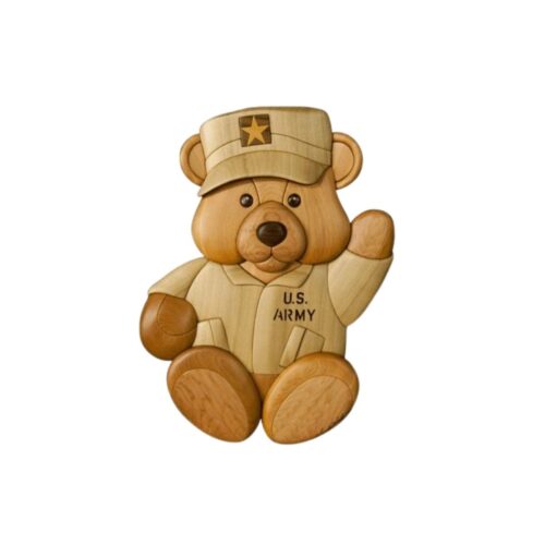 army bear intarsia wooden ornament
