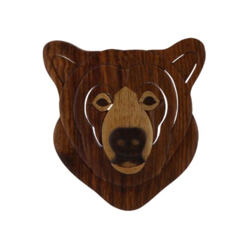 bear woodland spirit intarsia wooden ornament