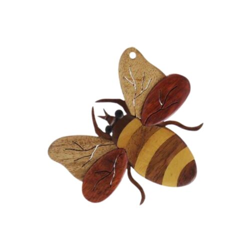 bee golden wings intarsia wooden ornament
