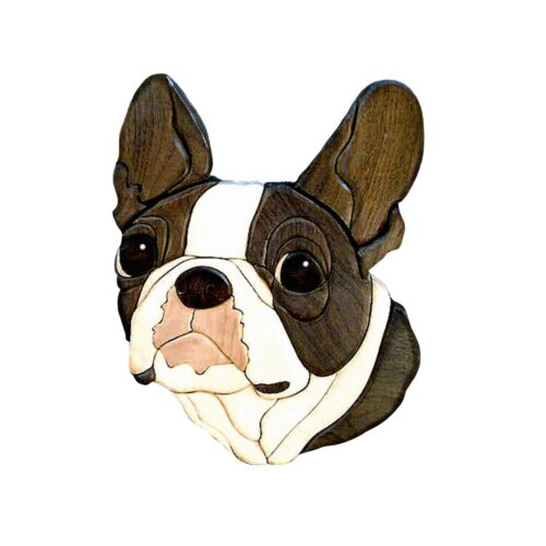 bulldog gentle snout intarsia wooden ornament