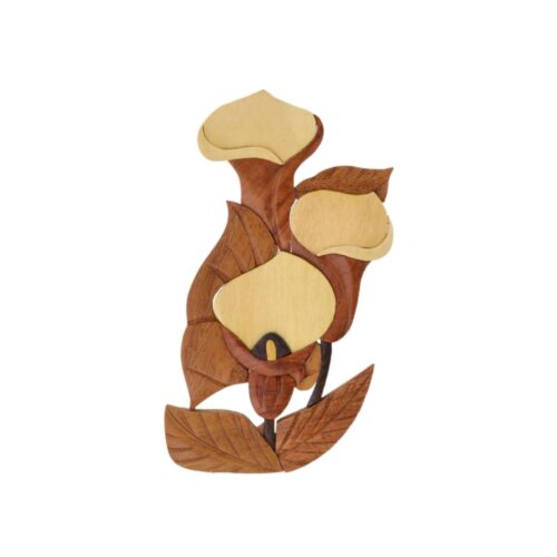 calla lily intarsia wooden ornament