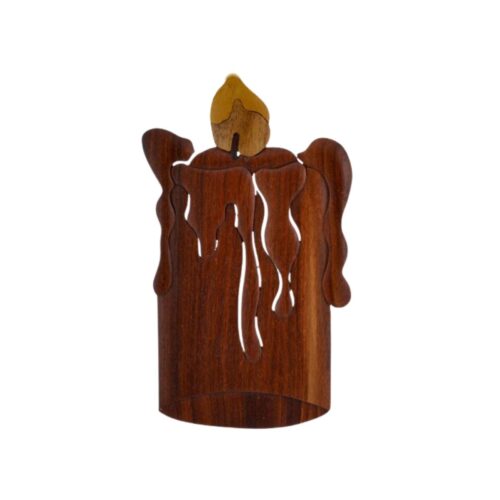 candle warm glow intarsia wooden ornament