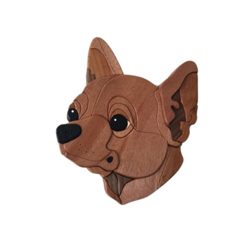 chihuahua tiny charm intarsia wooden ornament