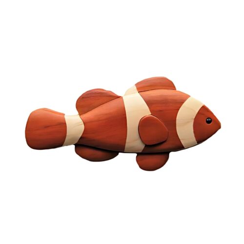 clownfish coral stripe intarsia wooden ornament