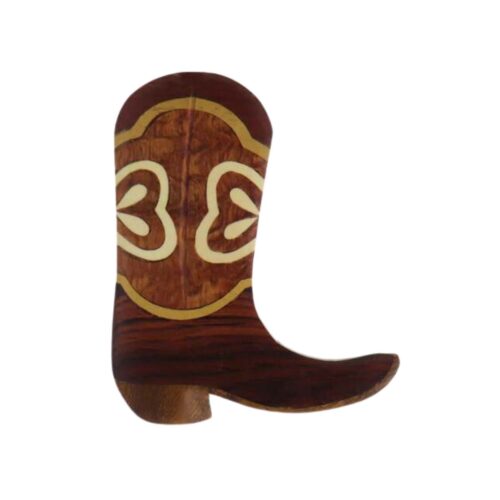 cowboy boot rustic intarsia wooden ornament