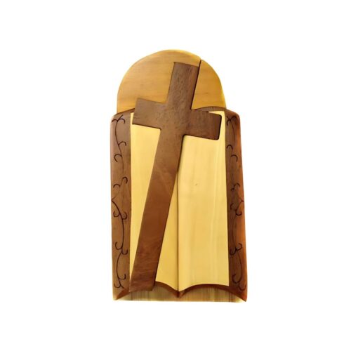 cross with the bible intarsia wooden ornament