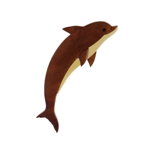 dolphin ocean grace intarsia wooden ornament