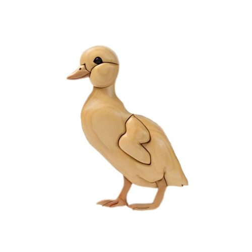 duckling sunny feather intarsia wooden ornament
