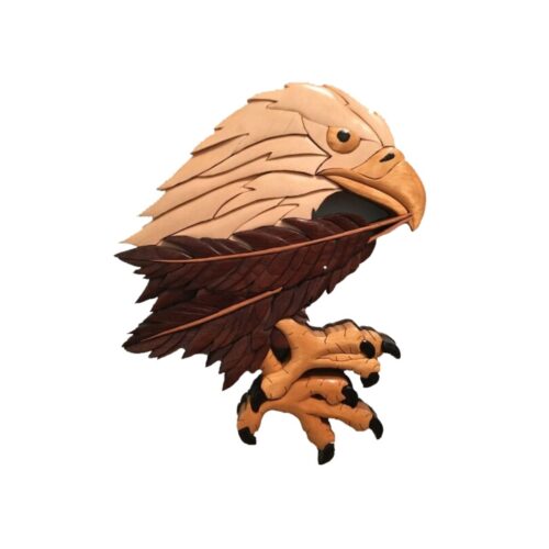 eagle in action intarsia wooden ornament