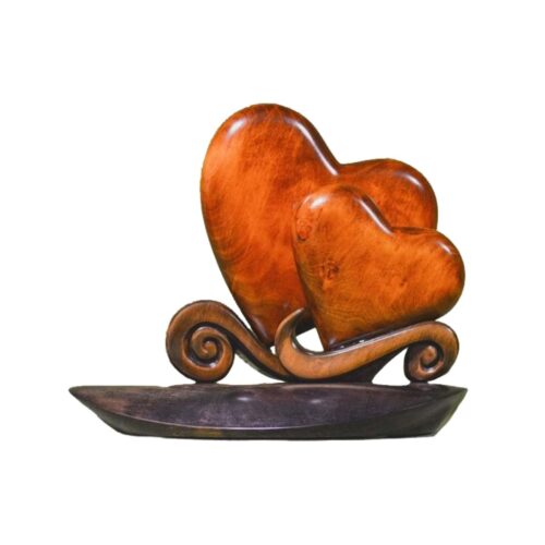 heart sculpture intarsia wooden ornament