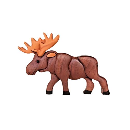 moose majesty intarsia wooden ornament